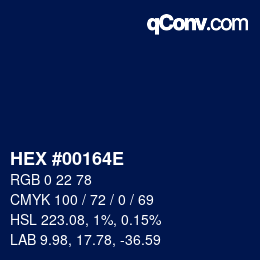 Color code: HEX #00164E | qconv.com