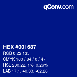 Color code: HEX #001687 | qconv.com