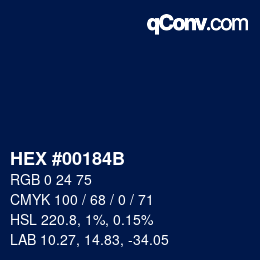 Color code: HEX #00184B | qconv.com