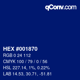 Color code: HEX #001870 | qconv.com