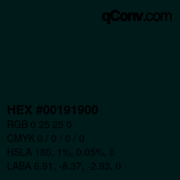 Color code: HEX #00191900 | qconv.com