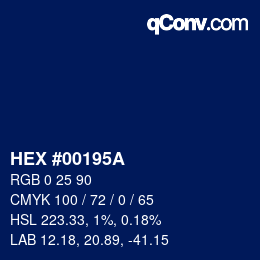 Farbcode: HEX #00195A | qconv.com