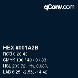 Color code: HEX #001A2B | qconv.com