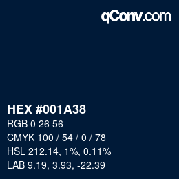 Color code: HEX #001A38 | qconv.com