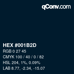 カラーコード: HEX #001B2D | qconv.com