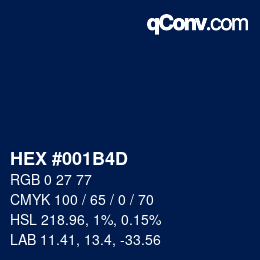 Color code: HEX #001B4D | qconv.com