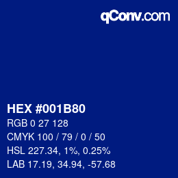 Color code: HEX #001B80 | qconv.com
