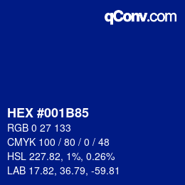 Color code: HEX #001B85 | qconv.com