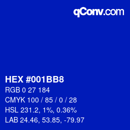 Color code: HEX #001BB8 | qconv.com