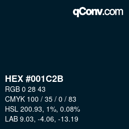 Color code: HEX #001C2B | qconv.com