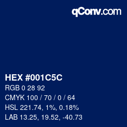 Farbcode: HEX #001C5C | qconv.com