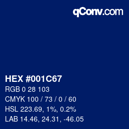 Color code: HEX #001C67 | qconv.com