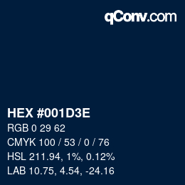 Color code: HEX #001D3E | qconv.com