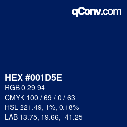 Farbcode: HEX #001D5E | qconv.com