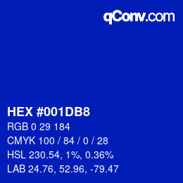 Color code: HEX #001DB8 | qconv.com