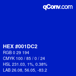 Color code: HEX #001DC2 | qconv.com