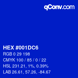 Color code: HEX #001DC6 | qconv.com