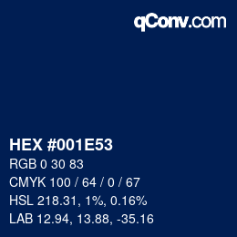 Color code: HEX #001E53 | qconv.com