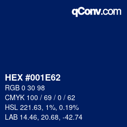 カラーコード: HEX #001E62 | qconv.com