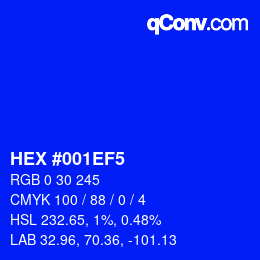 Color code: HEX #001EF5 | qconv.com