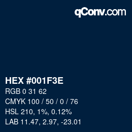 Color code: HEX #001F3E | qconv.com