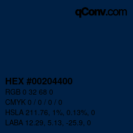 Farbcode: HEX #00204400 | qconv.com