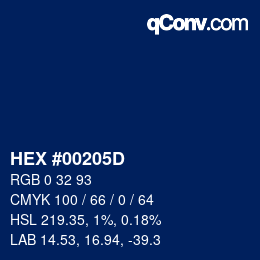 カラーコード: HEX #00205D | qconv.com