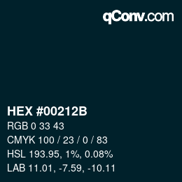 Color code: HEX #00212B | qconv.com
