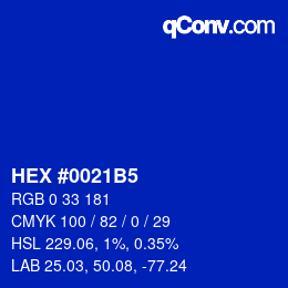 Color code: HEX #0021B5 | qconv.com