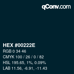 Code couleur: HEX #00222E | qconv.com