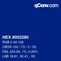 Color code: HEX #002280 | qconv.com
