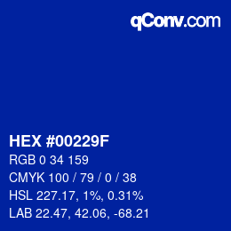 Código de color: HEX #00229F | qconv.com