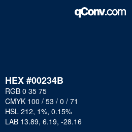 颜色代码: HEX #00234B | qconv.com