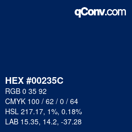 Color code: HEX #00235C | qconv.com