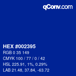 Code couleur: HEX #002395 | qconv.com