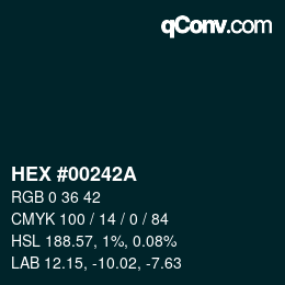 カラーコード: HEX #00242A | qconv.com