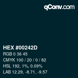 Farbcode: HEX #00242D | qconv.com