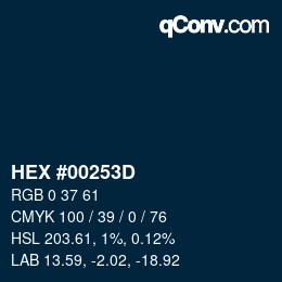 Color code: HEX #00253D | qconv.com