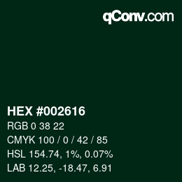 Color code: HEX #002616 | qconv.com