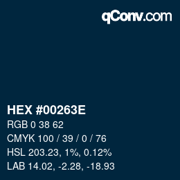 Color code: HEX #00263E | qconv.com