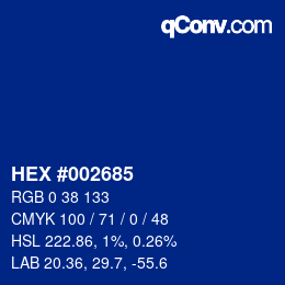 Color code: HEX #002685 | qconv.com