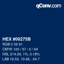 Color code: HEX #00275B | qconv.com