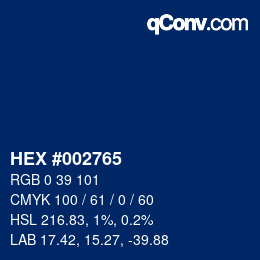 Farbcode: HEX #002765 | qconv.com