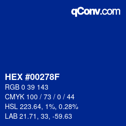 Color code: HEX #00278F | qconv.com