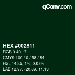 Código de color: HEX #002811 | qconv.com