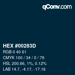 Farbcode: HEX #00283D | qconv.com