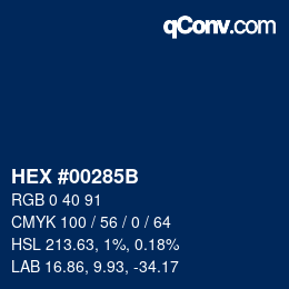 颜色代码: HEX #00285B | qconv.com