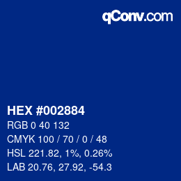 カラーコード: HEX #002884 | qconv.com