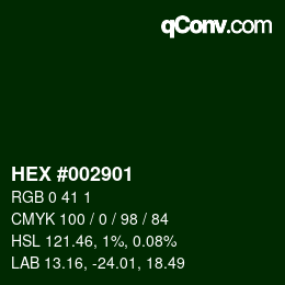 Código de color: HEX #002901 | qconv.com