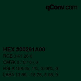 Color code: HEX #00291A00 | qconv.com